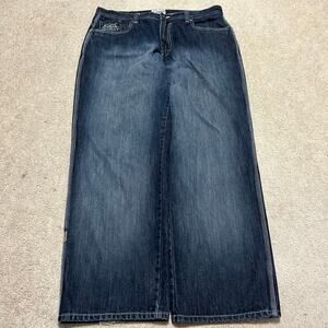 Enyce Y2K Baggy Skater Acid Washed Faded Dark Jeans 38Wx33L